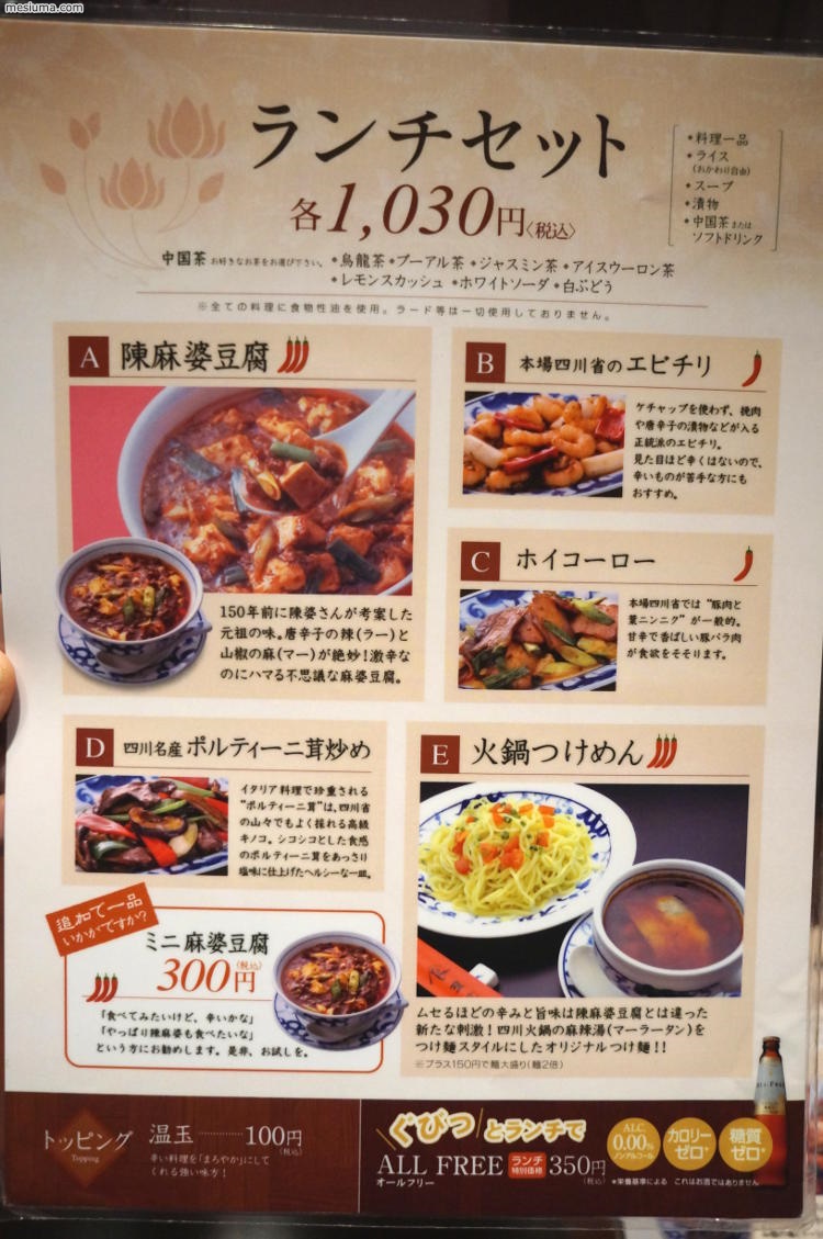 陳麻婆豆腐新宿野村ビル店で本場四川省の麻婆豆腐 メシウマブログ